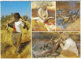 Australia Aborigine Kangaroo Hunting & Cooking, C1970s Vintage Postcard - Aborigènes