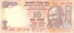 BILLETE DE LA INDIA DE 10 RUPIAS DEL AÑO 2009 SIN CIRCULAR-UNCIRCULATED  (BANKNOTE) - Inde