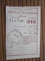 POSTES ET TELEGRAPHES Télégraphe Déclaration De Versement Récépissé Mandat Cachet à Date  Vingrau Pyrénées-Oriental 1911 - Telegraph And Telephone