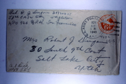 US  Postal Stationary Cover  APO 926, Morotai On Dutch New Guinea, HQ 13th AF, NO CENSOR Cancel, Handwritten Lt. AJ Dick - Storia Postale