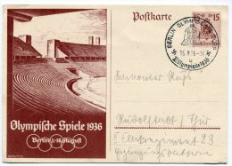 THEME JEUX OLYMPIQUES ALLEMAGNE (IIIe REICH) ENTIER POSTAL JEUX OLYMPIQUES 1936 - Verano 1936: Berlin