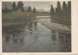 Delcampe - B74939 Frits Thaullow Landscape With A River   Paint Peinture  2 Scans - Antike