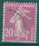 VARIÉTÉS FRANCE 1924 / 26 N° 190 TYPE IV SEMEUSE 20 C OBLITÉRÉ DOS CHARNIÈRE YVERT TELLIER 6.00 € - Used Stamps