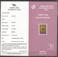 INDIA, 2004, Baji Rao Peshwa, (Maratha Ruler), Folder - Covers & Documents