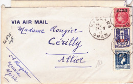 ALGERIE - 1946 - LETTRE Par AVION De MASCARA Pour CERILLY - MAZELIN + CHAINES BRISEES + MARIANNE D'ALGER - Cartas & Documentos