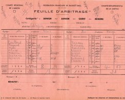 Feuille D´arbitrage Basket-ball Basketball, - Other & Unclassified