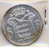 PIECE MONNAIE 5 FRANCS MONACO # 1960 # ARGENT# RAINIER III - 1960-2001 Francos Nuevos