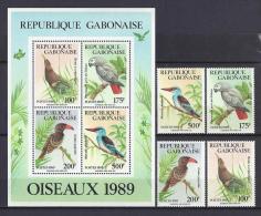 AVES - GABON 1989 - Yvert #660/63+H57 - MNH ** - Coucous, Touracos