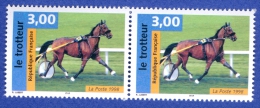 VARIÉTÉS FRANCE  1998 N° 3183  SE-TENANT LE TROTTEUR NATURE DE FRANCE NEUF ** GOMME YVERT TELLIER 1.50 € X 2 = 3.00 € - Unused Stamps