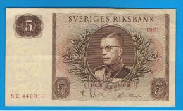 SUECIA - 5 Kronur 1961 Poco Circulado  P-42 - Svezia