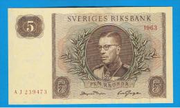 SUECIA - 5 Kronur 1963 Poco Circulado  P-42 - Svezia