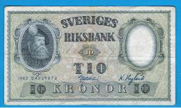 SUECIA - 10 Kronur 1962 Circulado  P-43 - Sweden