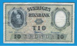 SUECIA - 10 Kronur 1962 Circulado  P-43 - Sweden