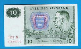 SUECIA - 10 Kronur 1972 Poco Circulado  P-52 - Suecia