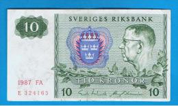 SUECIA - 10 Kronur 1987 Poco Circulado   P-52 - Sweden