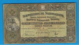 SUIZA - SWITZERLAND - SUISSE - 5 Francs 1951 Circulado  P-11 - Suiza