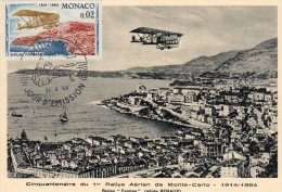Monaco:cinquantenaire Du 1er Rallye Aérien De Monaco( Farman) - Cartas Máxima