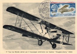 Monaco:1er Tour Du Monde Aérien Sur Biplans"Douglas Liberty" - Maximumkaarten