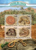 Niger. 2013 Snakes. (120). Sheet Of 4v + Bl - Snakes