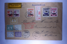 Dutch East Indies  1928 Registered Airmail Cover Fort De Kock  To Rotterdam (B22) Mixed Stamps NVPH LP1-5 - Netherlands Indies