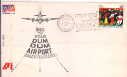 Special Cover Issued On 50th Year Of Dumdum Airport, Kolkata On 10.12.1974 On Occassion Of Aeropex-74 - Briefe