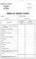 Document Ou Fiche  Vierge Pour Le Contrôle Des Voyageurs étrangers Pour Les Hôtels, - Polizei