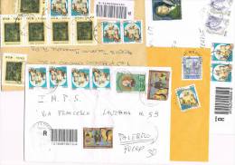 1145- Italia Storia Postale VARIETA´ 4 Lettere Raccomandate Con Affrancature Miste E Con £. 50 Con Tonalità Diverse - Abarten Und Kuriositäten