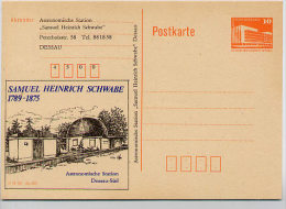 DDR P86II-46-89 C72 Privater Zudruck SAMUEL SCHWABE Astronomische Station Dessau 1989 - Cartes Postales Privées - Neuves