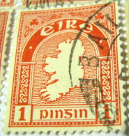 Ireland 1922 Map Of Ireland 1d - Used - Gebruikt