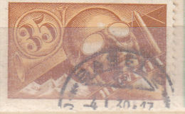 SUISSE N° 6 35C BRUN ET JAUNE FONCE PAPIER AVEC FRAGMENTS DE FILS DE SOIE OBL - Usados