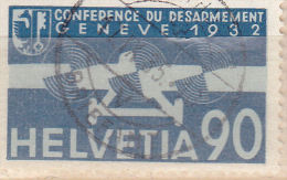 SUISSE N° 18 18 920C BLEU ET BLEU CLAIR CONFERENCE SUR LE DESARMEMENT A GENEVE OBL - Used Stamps