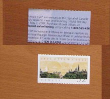 CANADA OTAWA TIMBRE AUTOCOLLANT 2007 NEUF CANADA MNH OTAWA PARLIAMENT - Neufs