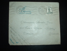 LETTRE PAR AVION POUR FRANCE TP 15F OBL.MEC. 15 MARS 1949 MARRAKECH-MEDINA MAROC + HOPITAL MILITAIRE - Cartas & Documentos