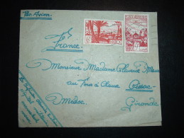 LETTRE PAR AVION POUR FRANCE TP 9F + 6F OBL.MEC. 12 AVRIL 1949 MARRAKECH-MEDINA MAROC - Cartas & Documentos