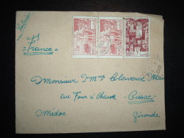 LETTRE PAR AVION POUR FRANCE TP 3F50 X2 + 3F OBL. 2-2-1949 MARRAKECH-GUELIZ MAROC - Cartas & Documentos