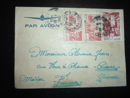 LETTRE PAR AVION POUR FRANCE TP 3F50 X2 + 3F OBL. 10-2-1949 MARRAKECH-GUELIZ MAROC - Briefe U. Dokumente