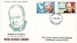 BRITISH ANTARCTIC TERRITORY 1974 WINSTON CHURCHILL  FDC - FDC