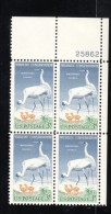 Lot Of 3, #1098 #1099 #1104 Plate # Blocks Of 4 Each US Postage Stamps Wildlife Cranes, Religious Freedom, Brussels Fair - Numero Di Lastre