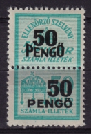 1945 Hungary - FISCAL BILL Tax - Revenue Stamp / Overprint - 50 P - MNH - Fiscaux