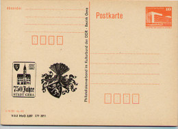 750 J. GERA Wappen DDR P86II-5-87 C6  Postkarte Privater Zudruck 1987 - Enveloppes