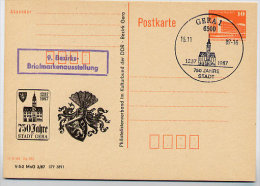 DDR P86II-5-87 C6  Postkarte Privater Zudruck 750 JAHRE GERA  Sost. 1987 - Privatpostkarten - Gebraucht