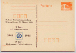 DDR P86II-33a-88 C34-a  Postkarte Privater Zudruck PHILATELIE GRIMMA 1988 - Privatpostkarten - Ungebraucht