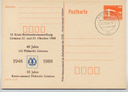 DDR P86II-33a-88 C34-a  Postkarte Privater Zudruck PHILATELIE GRIMMA Stpl 1988 - Postales Privados - Usados