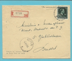 724T (-10%) Op Brief Aangetekend Met Stempel IEPER - 1946 -10%