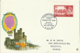 UNITED KINGDOM 1969 – FDC PRINCE OF WALES 21ST BIRTHDAY   ADDR TO REDDITCH   W 2 STS OF 5/-  POSTM CAERNARVON NOV 14, 19 - 1952-1971 Em. Prédécimales