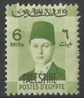 EGYPT KING FAROUK GAZA 1948 MNH** POSTAGE OVERPRINT PALESTINE - BOY KING 6 MILLS - SCOTT N6 OCCUPATION STAMPS - Neufs