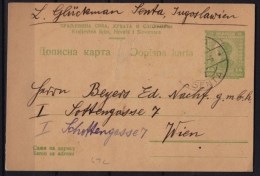 1921 Yugoslavia SHS - Stamped STATIONERY - POSTCARD - Used - Zenta Senta Wien - Interi Postali