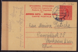 1931 Yugoslavia - Stamped STATIONERY - POSTCARD - Used - Bled Stockholm - Postwaardestukken