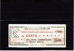 Banca  Agricola Commerciale Di RE - (cento Lire) - Circolato - [10] Checks And Mini-checks