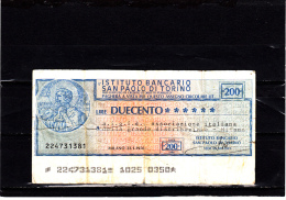 Istituto S.Paolo Torino - 200 Lire - ( Circolato) - [10] Scheck Und Mini-Scheck